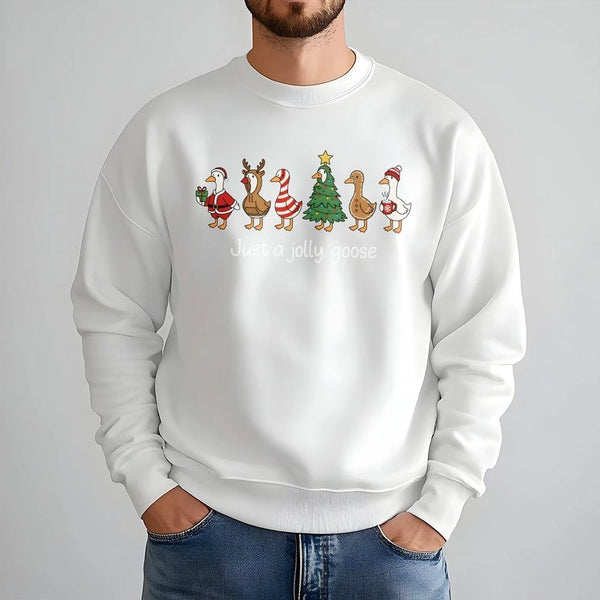 Christmas Goose Crewneck, Just a Jolly Goose Sweatshirt, Humorous Holiday Bird Sweater, Adorable Festive Goose Pullover, Xmas