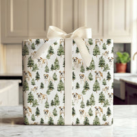 Dog Holiday Wrapping Paper, English Bulldog Christmas Wrapping Paper, Pine Tree Winter Gift Wrap, Bulldog Gift Wrap, Present for Dog Lovers