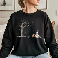 Snowman Woodland Critters Sweatshirt, Winter Forest Animals Sweatshirt, Adorable Christmas Wildlife Sweatshirt, Comfy Nature Holiday Crewneck