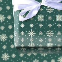 White Snowflakes Gift Wrap, Green Snowflake Wrapping Paper, Elegant Christmas Present Paper, Winter Holiday Wrapping Paper, Xmas Gift Wrap