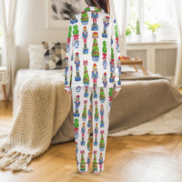 Holiday Nutcracker Pajama Set, Nutcracker Christmas Satin Pajamas, Festive Christmas Loungewear, Silky Pajama Sleepwear, Xmas Present for Her