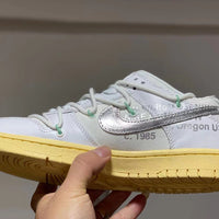 Low Top Sneakers, White Silver Colorway, Lace Up Design, Casual Gift for Sneaker Fans