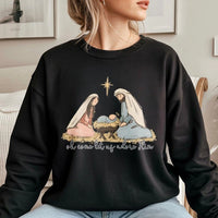Oh Come Let Us Adore Him Sweater, Nativity Scene Sweatshirt, Christian Christmas Crewneck, Religious Holiday Sweatshirt