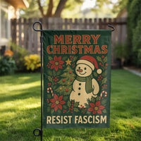 Festive Snowman Christmas Garden Flag, Resist Fascism Garden Flag, Winter Holiday Yard Flag, Double Sided Lawn Banner, Activism Xmas Present