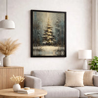 Snowy Forest Winter Tree Wall Art, Christmas Tree Canvas Wall Art, Festive Impressionist Wall Art, Comfy Christmas Digital Download Print