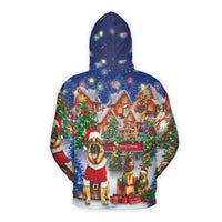 Holiday Dog Lover Hoodie, German Shepherd Christmas Hoodie, Festive Xmas Pet Graphic Hoodie, Winter Pullover Sweater, Dog Owner Present