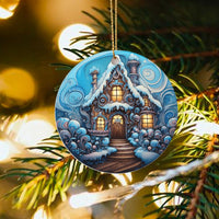 Winter Wonderland Cottage Ornament, Snowy Gingerbread House Ornament, Whimsical Gingerbread Christmas Ornament, Holiday Tree Decor Present