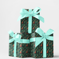 Holiday Gift Wrap Roll, Pine Tree Christmas Wrapping Paper, Artistic Tree Wrapping Paper Roll, Evergreen Xmas Present Wrapping Paper