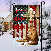 Double Sided Christmas Lawn Flag, Lion of Judah Garden Flag Jesus Is the Reason for the Season Yard Flag, Christian Yard Banner