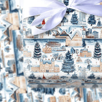 World Landmarks Holiday Gift Wrap, Winter Cityscape Wrapping Paper, Eiffel Tower Opera House Gift Wrap, Christmas Present Paper, Travel Present