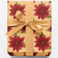 Watercolor Holiday Floral Gift Wrap, Poinsettia Christmas Wrapping Paper, Festive Flora Botanical Wrapping Paper, Winter Gift Wrap Roll