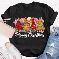 Festive Holiday Tree Graphic Tee, Merry Christmas Colorful Tree T-Shirt, Retro Xmas Tree Shirt, Winter Holiday Apparel, Christmas Tree Present