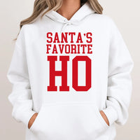 Humorous Christmas Party Hoodie, Santa's Favorite Ho Hoodie, Sassy Holiday Hooded Sweatshirt, Retro Xmas Hoodie, Sassy Holiday Present for Her