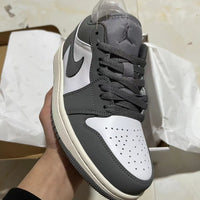 Retro Low Top Basketball Shoes, White Gray Colorway, Lace Up Design, Casual Gift for Shoe Lovers
