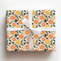 Pinecone Rustic Gift Wrap, Dried Orange Christmas Wrapping Paper, Botanical Winter Holiday Wrapping Paper, Comfy Season Gift Wrap Roll