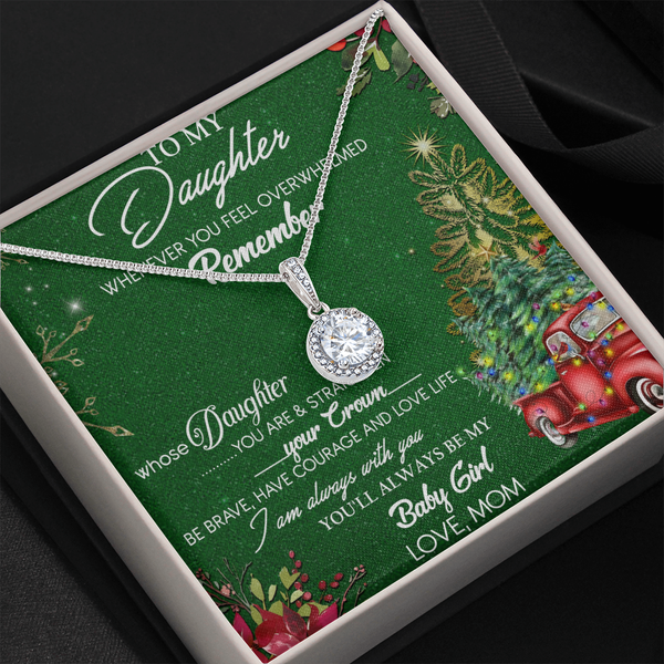 Red Truck Holiday Message Card Necklace, Daughter Christmas Necklace, Daughter Pendant Necklace, Keepsake Necklace from Mom, 