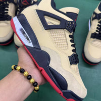 Mid Top Sneakers, Beige Black Red Colorway, Lace Up Design, Casual Gift for Sneaker Fans