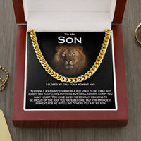 Lion Message Card Cuban Link Chain, To My Son Cuban Link Necklace, Son Cuban Link Necklace, Stainless Steel Jewelry, Christmas Present for Son