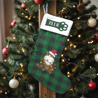 Green Buffalo Plaid Kitten Stocking, Personalized Cat Christmas Stocking, Festive Pet Christmas Stocking, Cat Lover Holiday Mantle Present