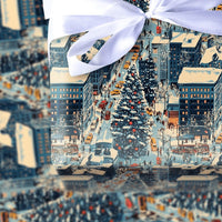 Yellow Taxi Cab Holiday Gift Wrap, Snowy City Christmas Wrapping Paper, Winter Street Scene Gift Wrap Paper, Urban Christmas Paper Rolls