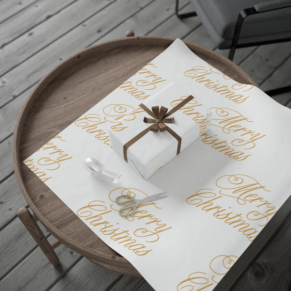 Elegant Calligraphy Holiday Gift Wrap, Gold Script Merry Christmas Wrapping Paper, Luxury Christmas Wrapping Paper Roll, Xmas