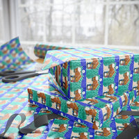 Winter Cabin Snowman Gift Wrap, Snowman Wrapping Paper, Retro Snowman Gift Wrapping Paper, Adorable Holiday Wrapping Paper, Christmas Gift Wrap