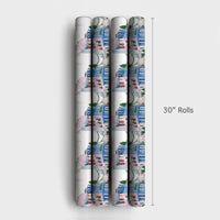 Snowy Winter Street Wrapping Paper, Watercolor Christmas Village Gift Wrap, Festive Village Scene Gift Wrapping Paper, Holiday Present Wrap