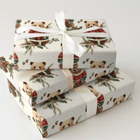 Adorable Sweater Bear Gift Wrap, Christmas Bear Wrapping Paper, Woodland Animal Holiday Wrapping Paper, Festive Winter Animal Gift Wrap Roll