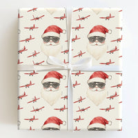 Airplane Christmas Gift Wrap, Aviator Santa Wrapping Paper, Vintage Pilot Santa Wrapping Paper, Aviation Holiday Gift Wrap, Pilot Gift Wrap