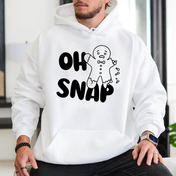 Humorous Christmas Cookie Pullover Hoodie, Oh Snap Gingerbread Hoodie, Adorable Holiday Baker Hooded Sweatshirt, Winter Xmas 
