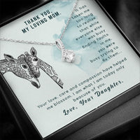 Sentimental Mother Daughter Pendant, Mom Giraffe Necklace from Daughter, 14k White Gold Finish, Birthday Christmas Jewelry Present for Mom