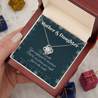 Christmas Present for Mom from Daughter, Love Knot Necklace for Mom, 18k Yellow Gold Finish Necklace, Cubic Zirconia Crystal Pendant Necklace
