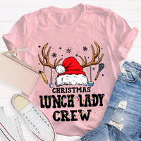 Santa Hat Kitchen Utensils Graphic Tee, Christmas Lunch Lady Shirt, School Cafeteria Worker Holiday T-Shirt, Lunch Lady Xmas Present