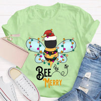 Santa Hat Honeybee Shirt, Bee Merry Christmas T-Shirt, Humorous Bee Lover Holiday Tee, Adorable Insect Xmas Graphic Tee, Christmas Present