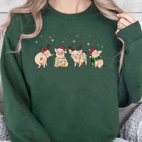Humorous Festive Farm Animal Crewneck, Christmas Pig Sweatshirt, Holiday Pig Lover Sweater, Adorable Farmer Pullover, Xmas Present for Men and Women