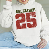 Vintage Distressed Christmas Sweatshirt, December 25 Christmas Hoodie, Retro Red Text Christmas Hoodie, Holiday Xmas Pullover, Winter Present