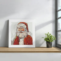 Painterly Christmas Canvas Art, Santa Claus Square Canvas, Vintage Santa Holiday Portrait Canvas Print, Festive Winter Wall Decor Present