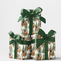 Boxer Christmas Gift Wrap, Boxer Dog Wrapping Paper, Woodland Dog Holiday Wrapping Paper, Dog Lover Xmas Gift Wrap Roll, Pet Present Paper