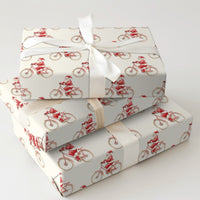 Cycling Christmas Gift Wrap, Santa on Bicycle Wrapping Paper, Watercolor Bike Holiday Wrapping Paper, Cyclist Christmas Gift Wrap Paper