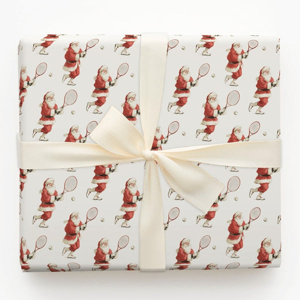 Santa Playing Tennis Gift Wrap, Tennis Santa Wrapping Paper, Sports Christmas Wrapping Paper, Humorous Tennis Player Holiday 