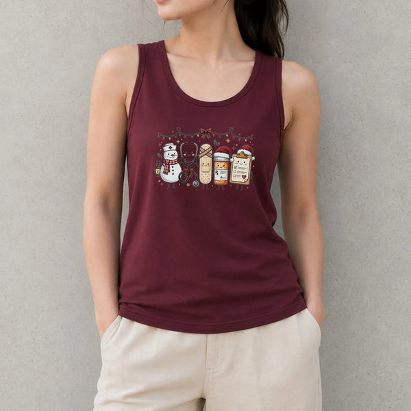 Adorable Medical Snowman Stethoscope Tank, Nurse Christmas Tank Top, Holiday Nurse Sleeveless Tank, Christmas Present for Nur