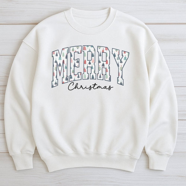 Adorable Christmas Tree Crewneck, Pine Tree Merry Christmas Sweatshirt, Holiday Pine Tree Sweater, Festive Graphic Sweatshirt