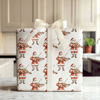 Watercolor Musical Wrapping Paper Roll, Santa Playing Violin Wrapping Paper, Classical Musician Gift Wrap, Christmas Santa Wrapping Paper