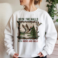 Deck the Halls Mallard Crewneck, Duck Hunting Christmas Sweatshirt, Humorous Hunter Holiday Sweater, Outdoor Wildlife Xmas Pullover Present