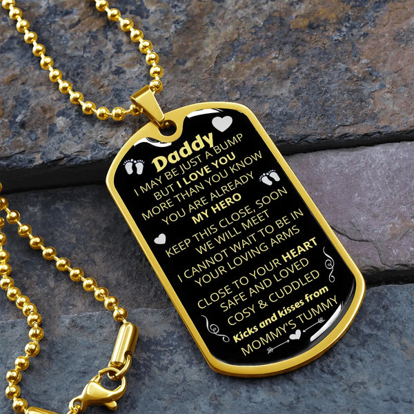 First Time Dad Announcement Dog Tag Pendant, Daddy to Be Dog Tag Necklace, Surgical Steel Dad Keepsake Necklace, Christmas Pr