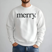 Minimalist Holiday Typography Crewneck, Merry Christmas Sweatshirt, Comfy Festive Winter Pullover, Christmas Season Graphic Sweater