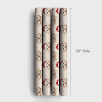 Watercolor Dog Santa Hat Holiday Gift Wrap, Goldendoodle Christmas Wrapping Paper, Doodle Dog Xmas Wrapping Paper, Pet Lover Present Wrap