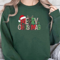 Animal Print Holiday Crewneck, Leopard Reindeer Merry Christmas Sweatshirt, Adorable Xmas Graphic Pullover, Festive Winter Sweater, Women Present