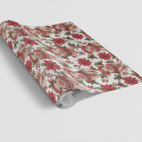 Adorable Pig Poinsettia Gift Wrap, Piglet Joy Christmas Wrapping Paper, Whimsical Farm Animal Paper Roll, Festive Holiday Gift Wrapping Paper
