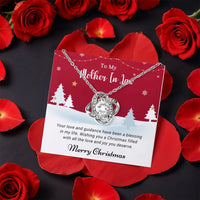 CZ Crystal Knot Necklace, Mother in Law Love Knot Necklace, Rotating Rose Box Pendant Necklace, Christmas Holiday Jewelry Present for Mom
